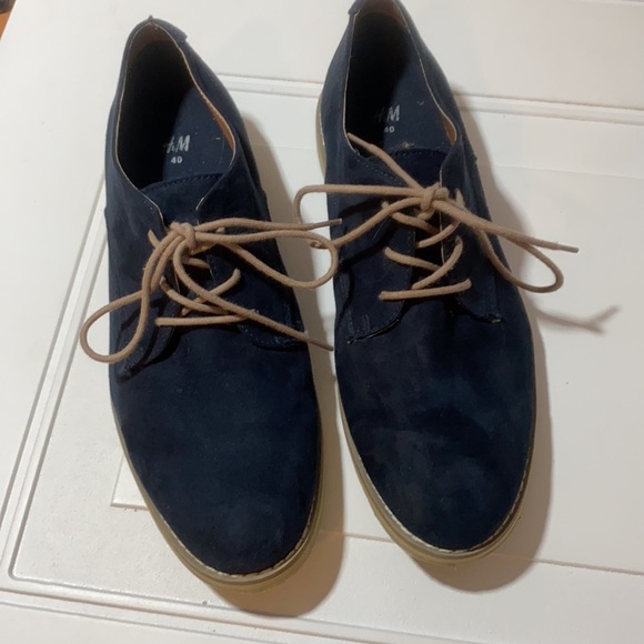H&M Men’s Blue Suede Derby Oxford Shoe 40 (7.5) - Picture 6 of 10